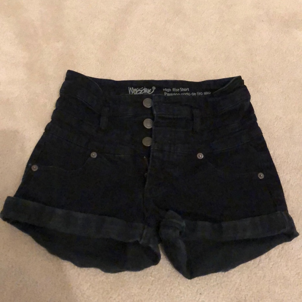 Black high rise jean shorts